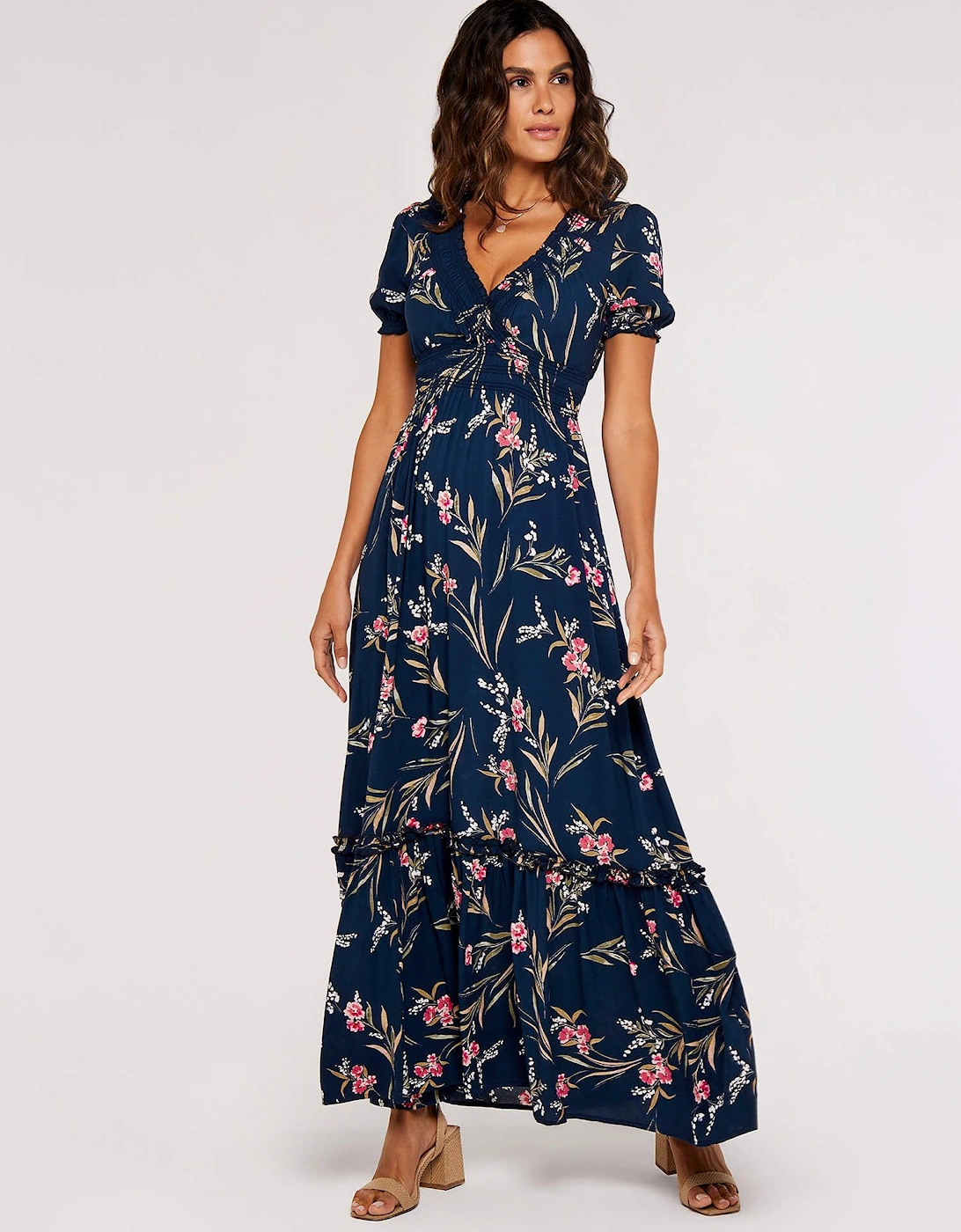 Watercolour Floral Smocked Maxi Dress, 2 of 1