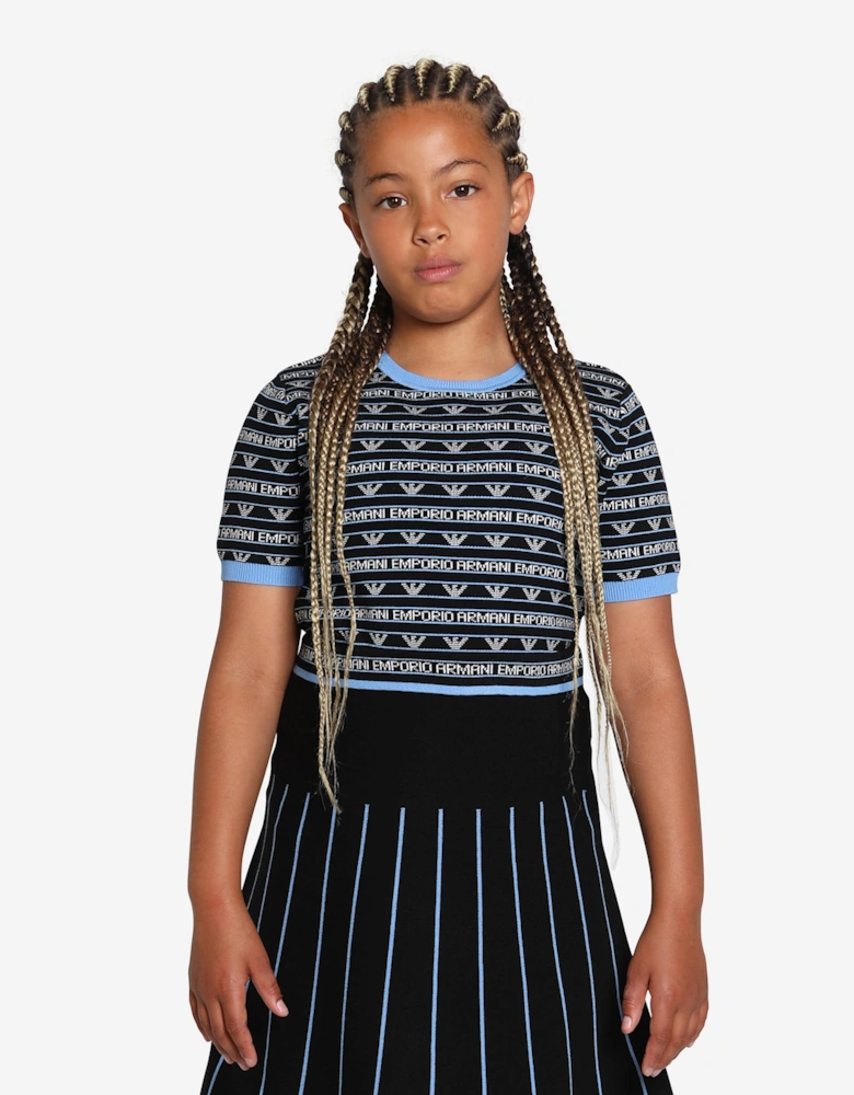 Girls Short Sleeve Logo Jumper In Navy