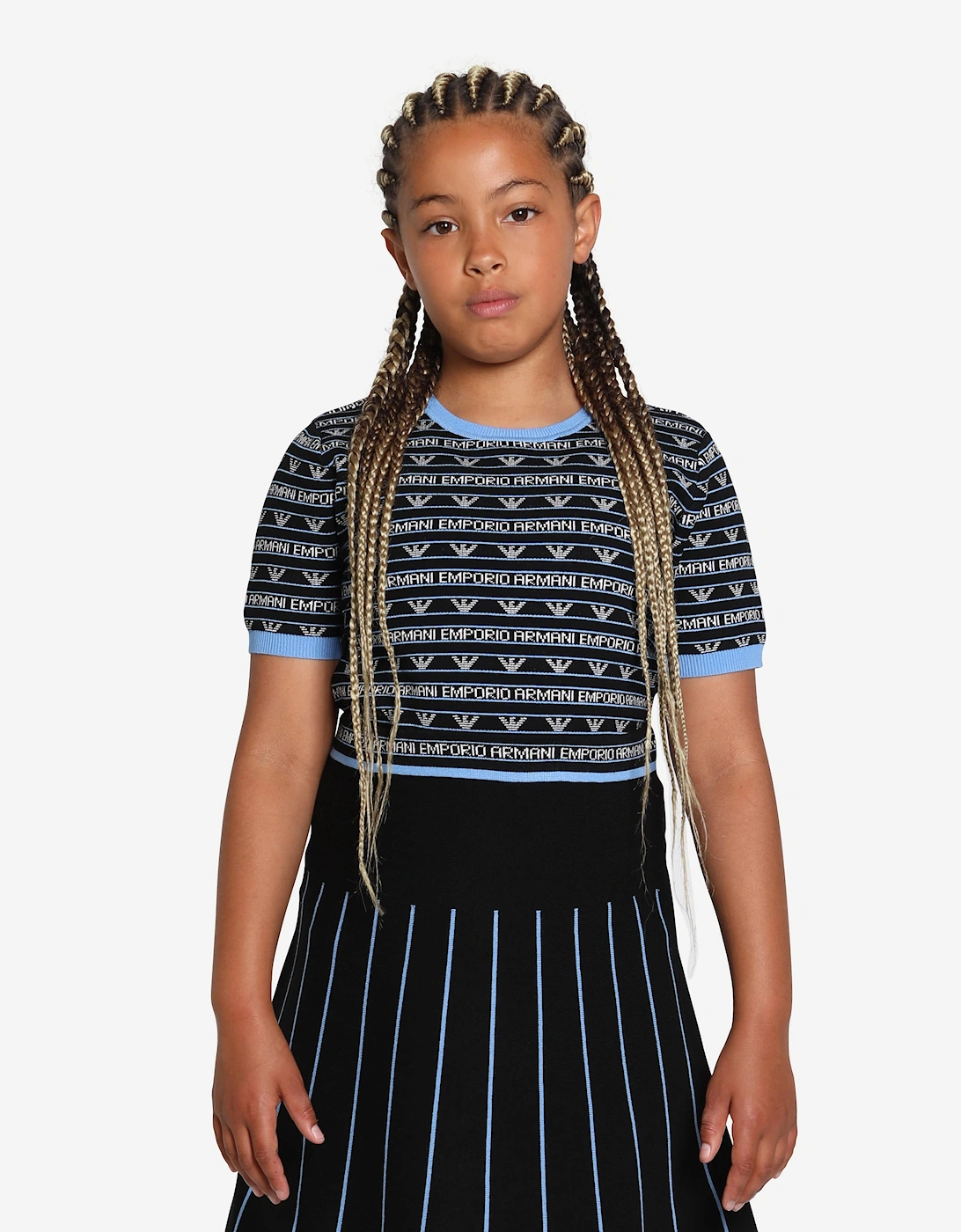 Girls Short Sleeve Logo Jumper In Navy, 6 of 5