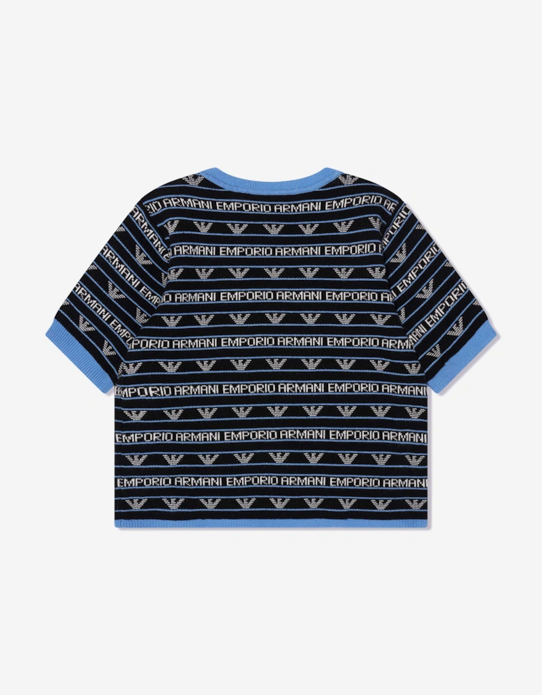 Girls Short Sleeve Logo Jumper In Navy