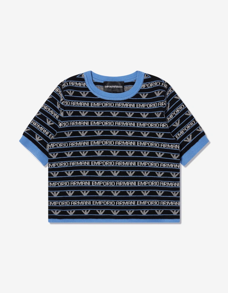 Girls Short Sleeve Logo Jumper In Navy