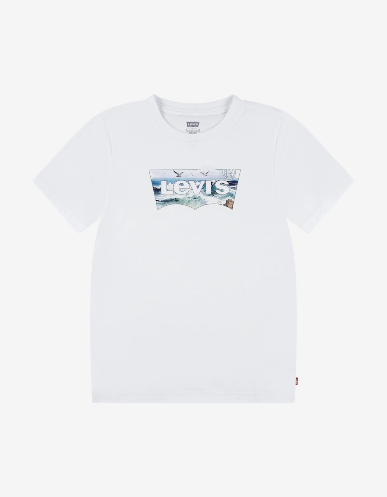Boys Crashing Waves Batwing T-Shirt in White