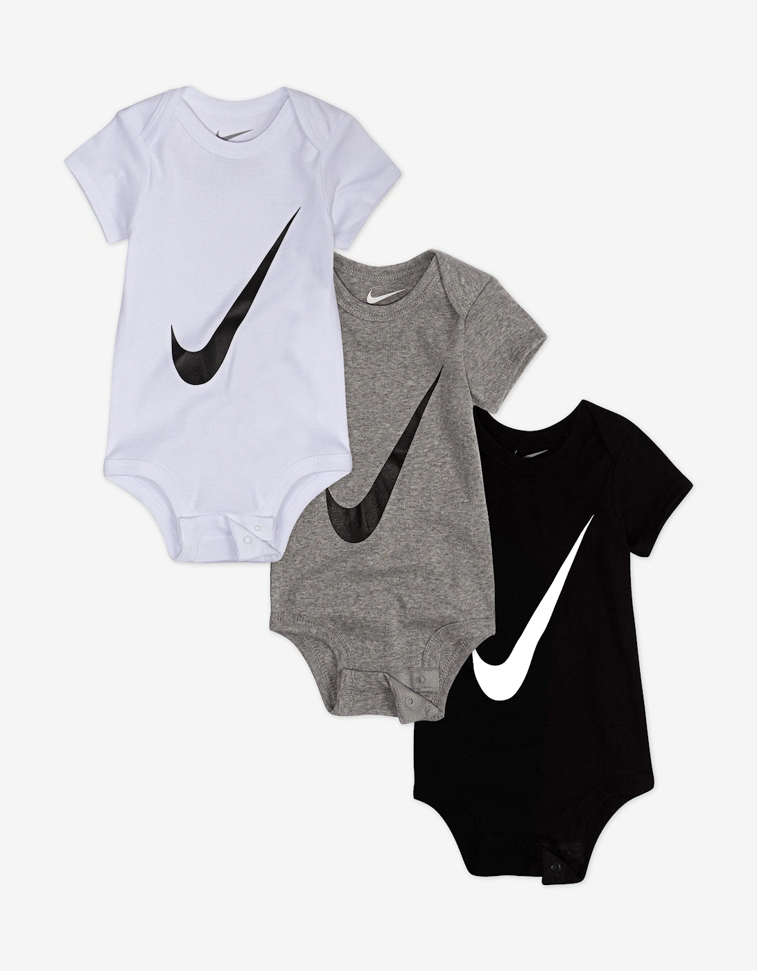 Baby Boys Swoosh 3 Pack Bodysuit Set in Multicolour, 5 of 4
