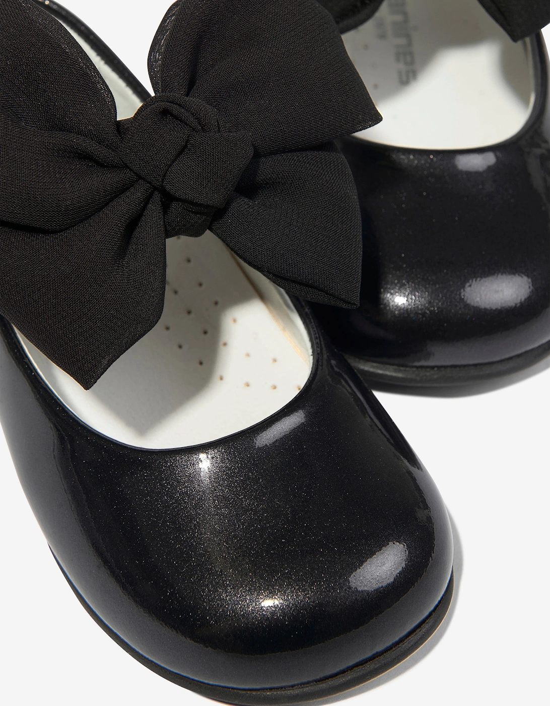 Girls Leather Mary Jane Bow Shoes in Black