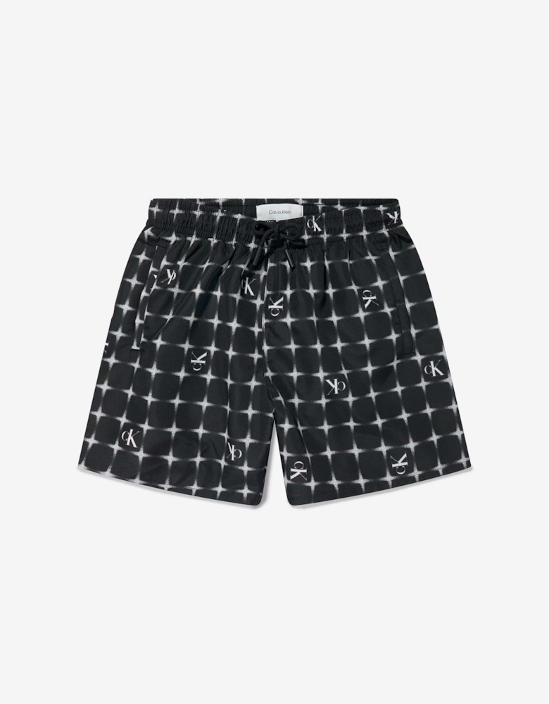 Boys Logo Print Swim Shorts in Black