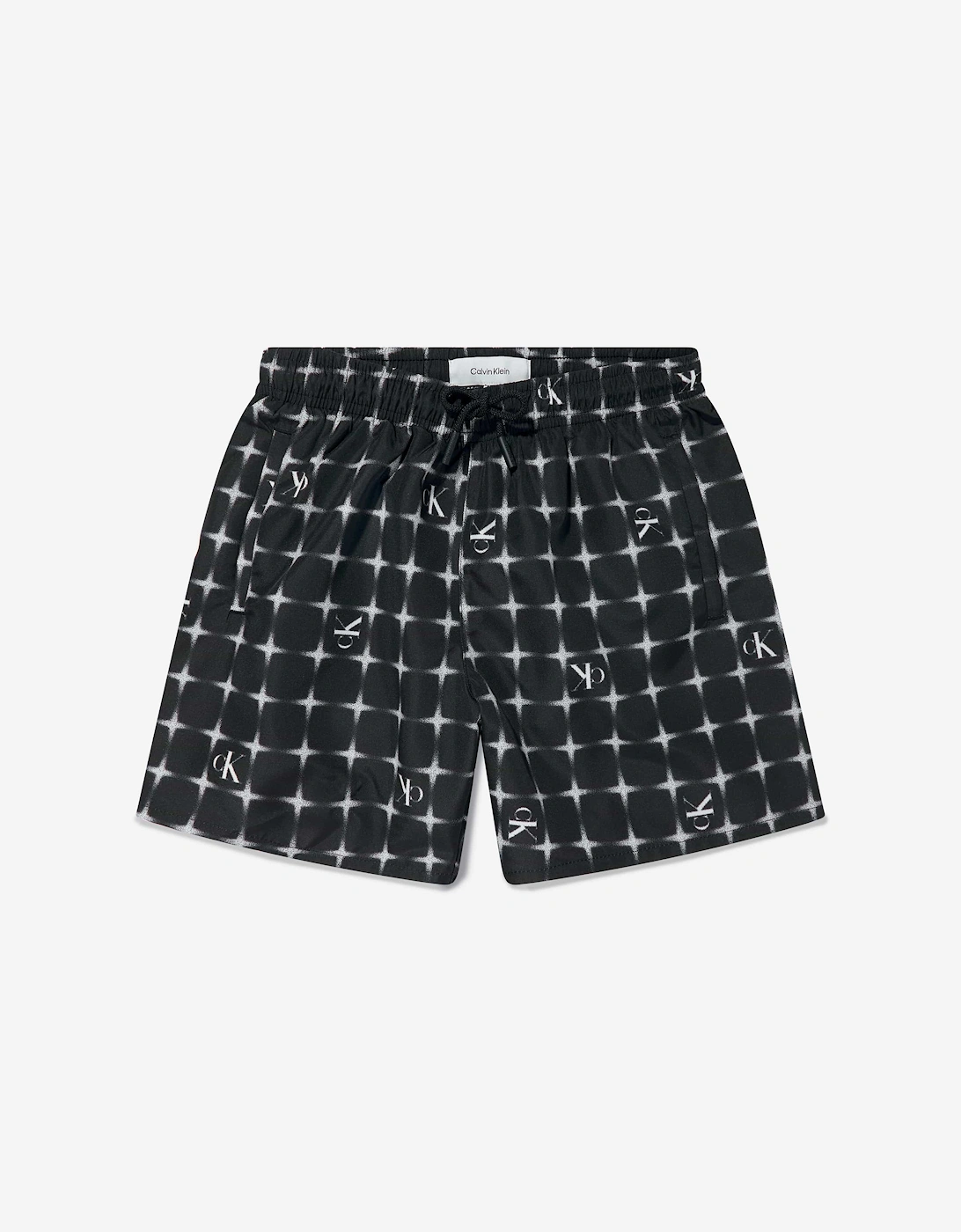 Boys Logo Print Swim Shorts in Black, 5 of 4