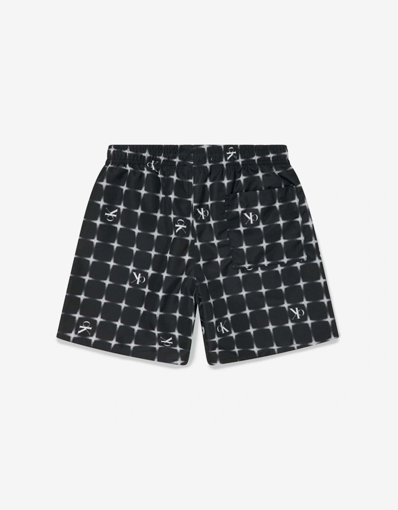 Boys Logo Print Swim Shorts in Black