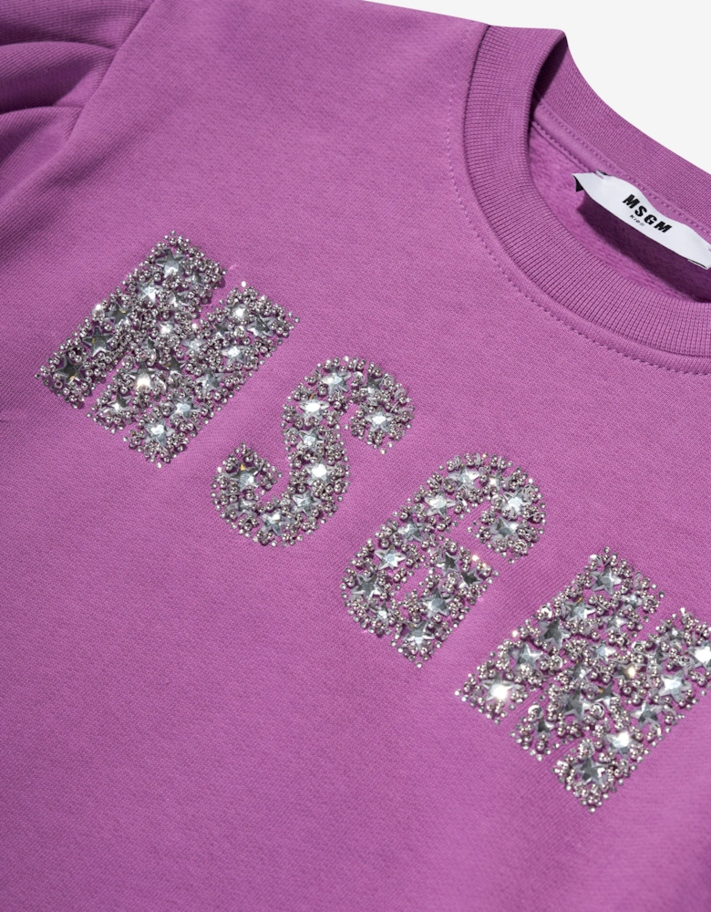 Girls Logo Sweater Dress in Purple