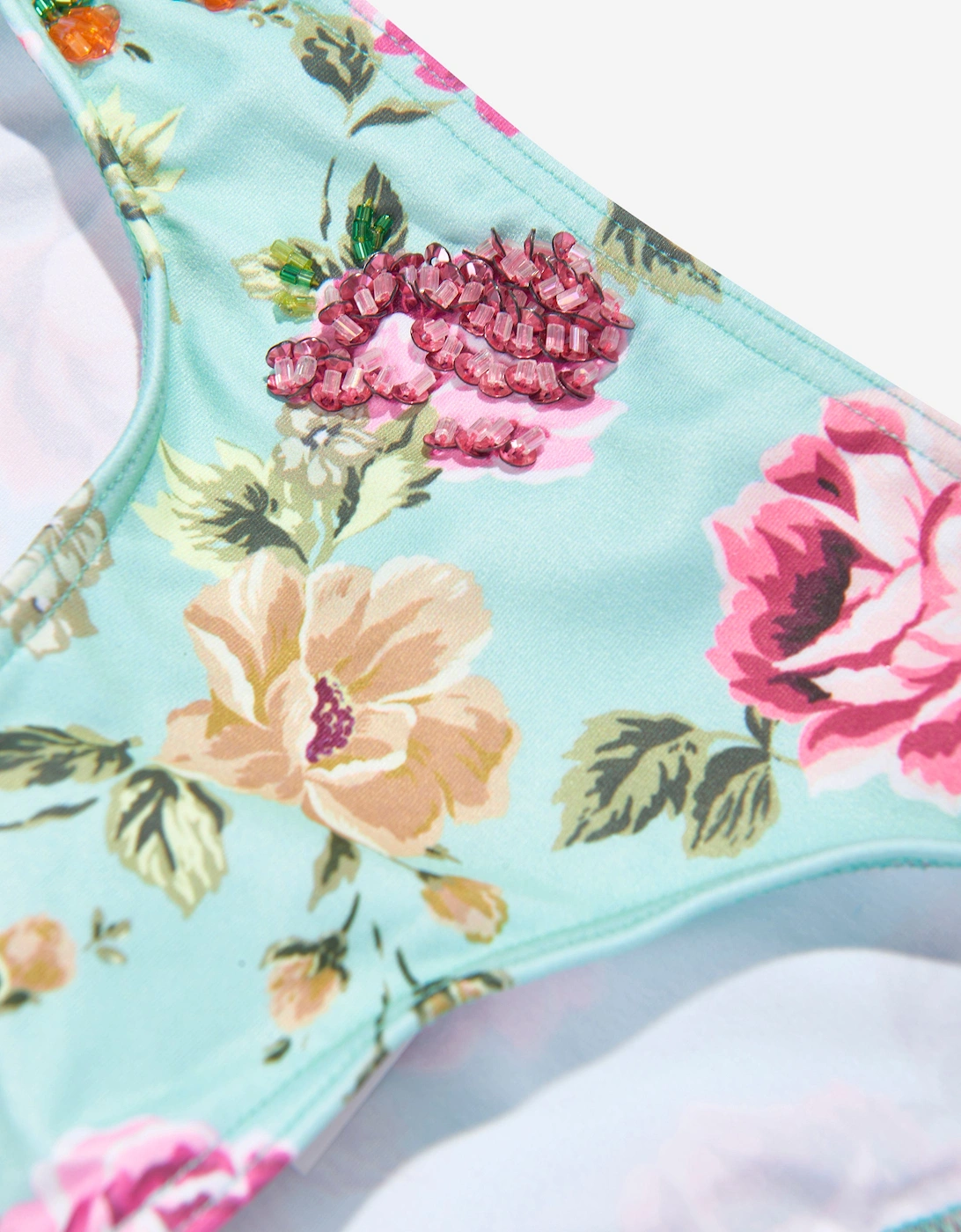 Girls Floral And Checked Bikini in Multicolour