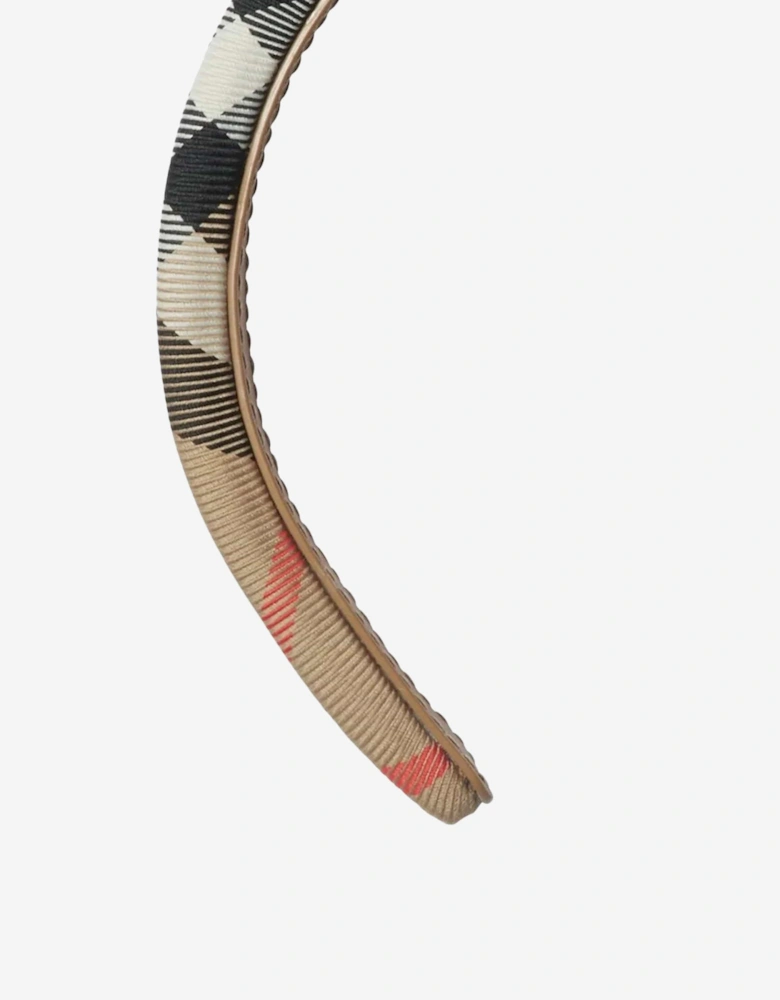 Girls Classic Check Headband in Beige