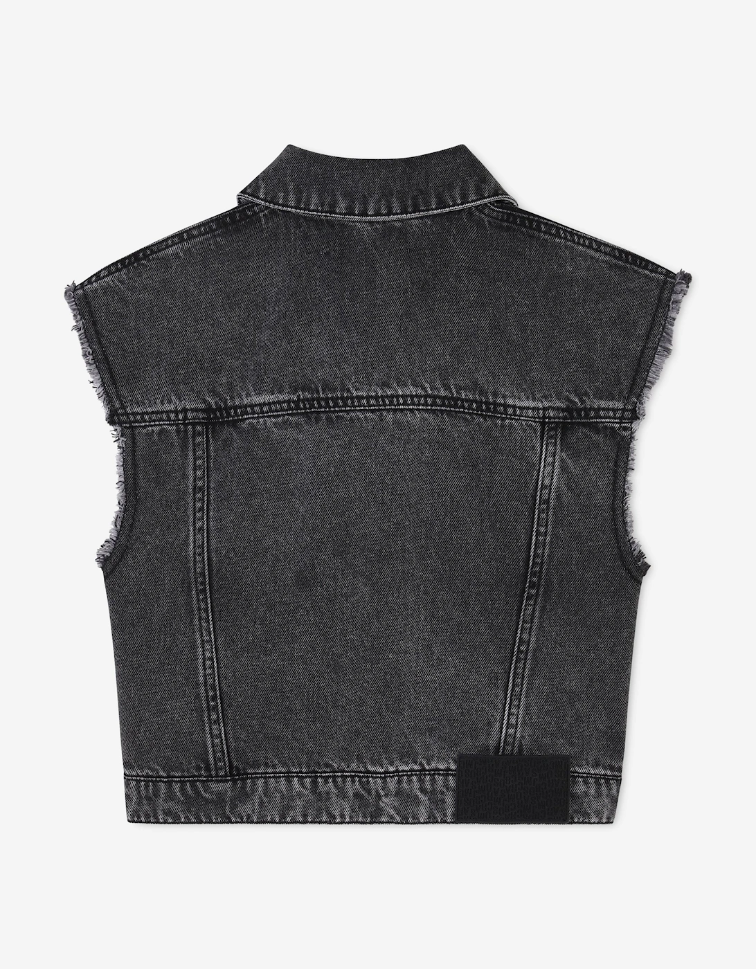 Girls Diamante Daisy Denim Gilet in Black