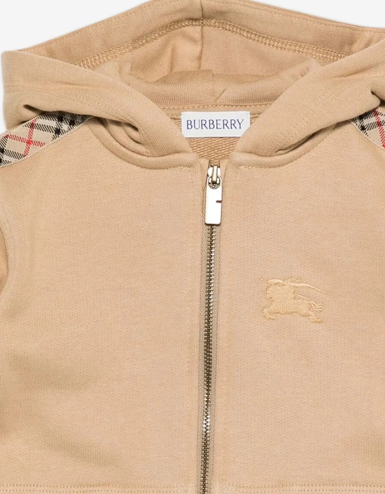 Baby Boys Mini Clyde Check Tape Zip Up Top in Beige