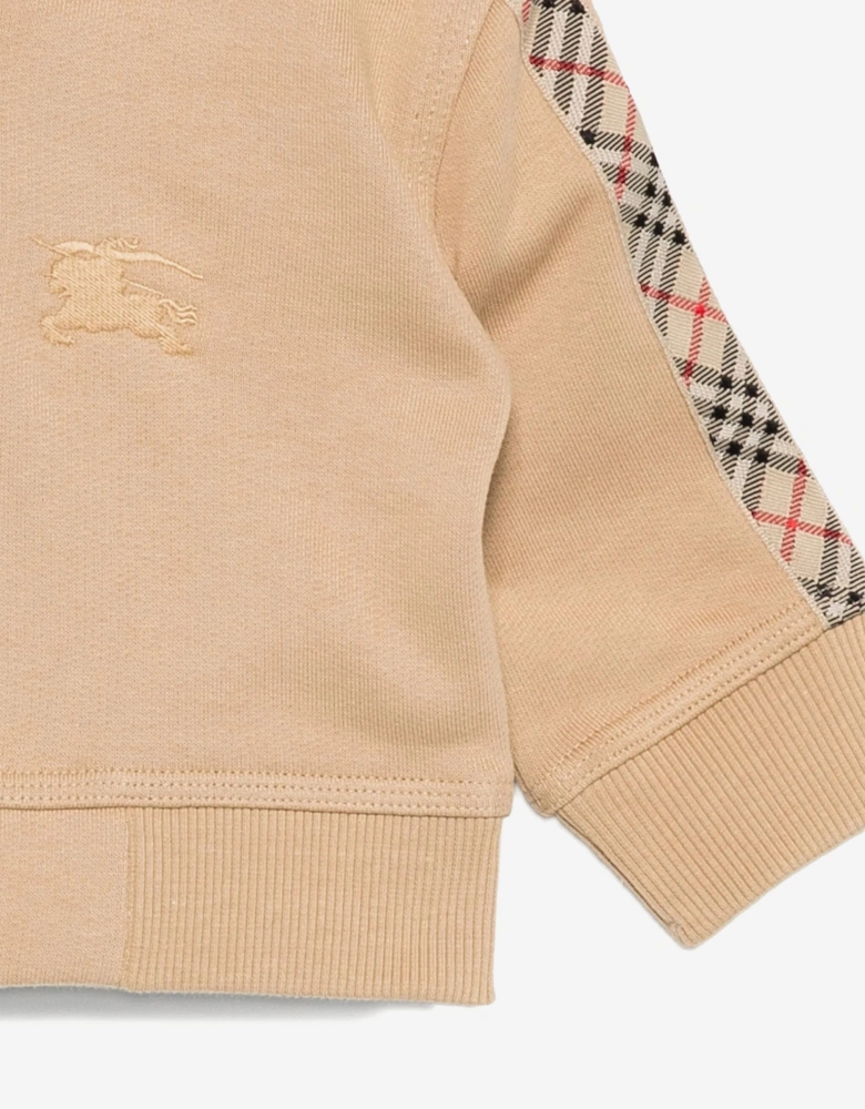 Baby Boys Mini Clyde Check Tape Zip Up Top in Beige