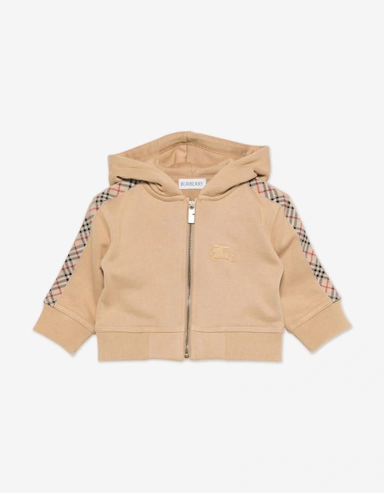 Baby Boys Mini Clyde Check Tape Zip Up Top in Beige
