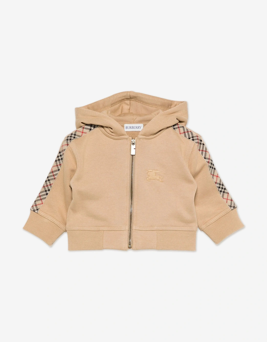 Baby Boys Mini Clyde Check Tape Zip Up Top in Beige, 5 of 4