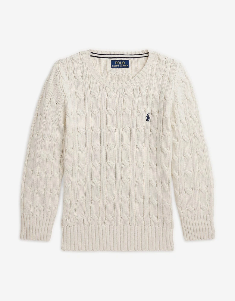 Boys Cable Knit Jumper in Ivory