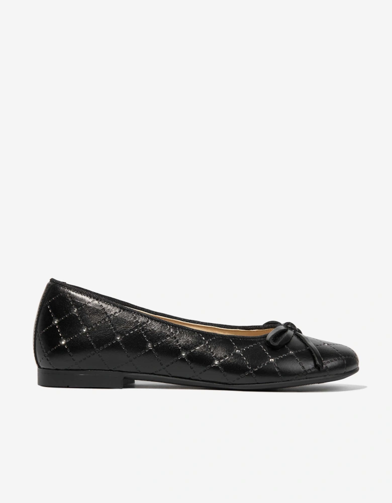 Girls Leather Ballerinas in Black
