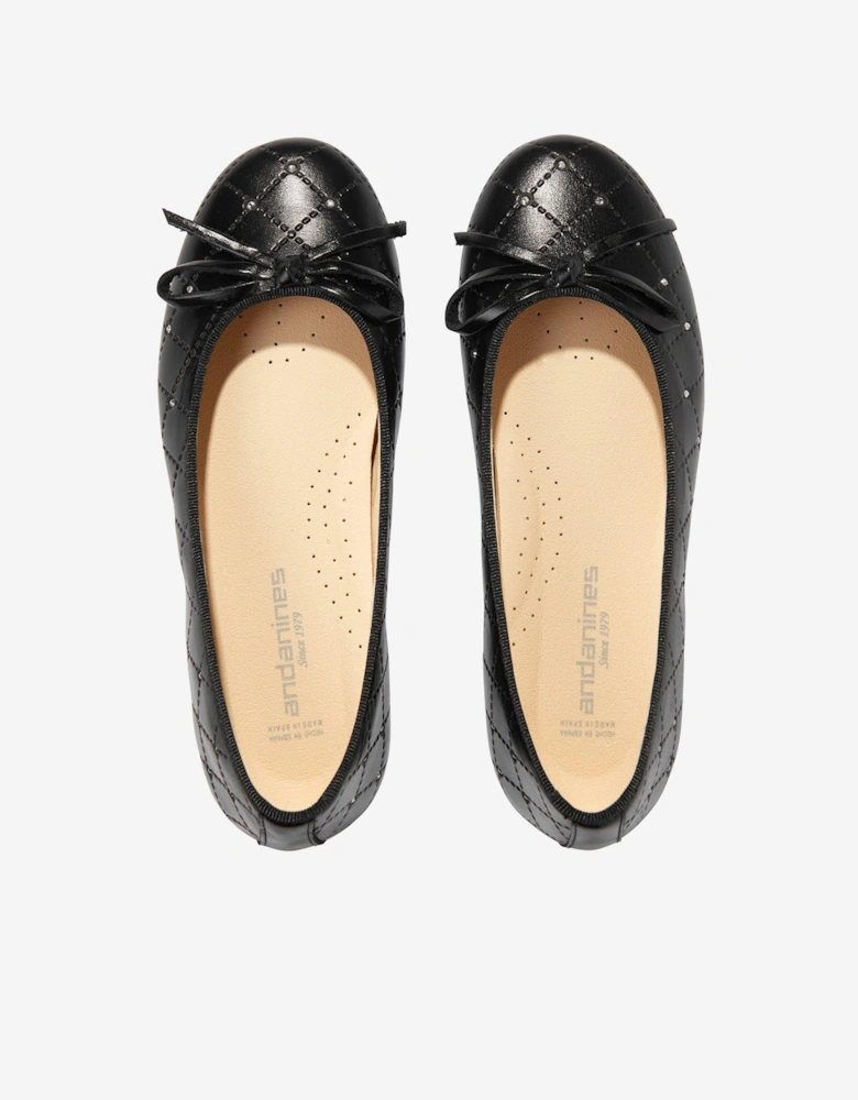 Girls Leather Ballerinas in Black