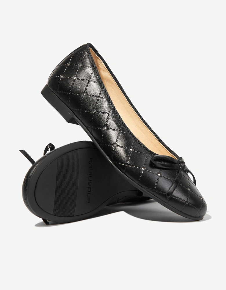 Girls Leather Ballerinas in Black