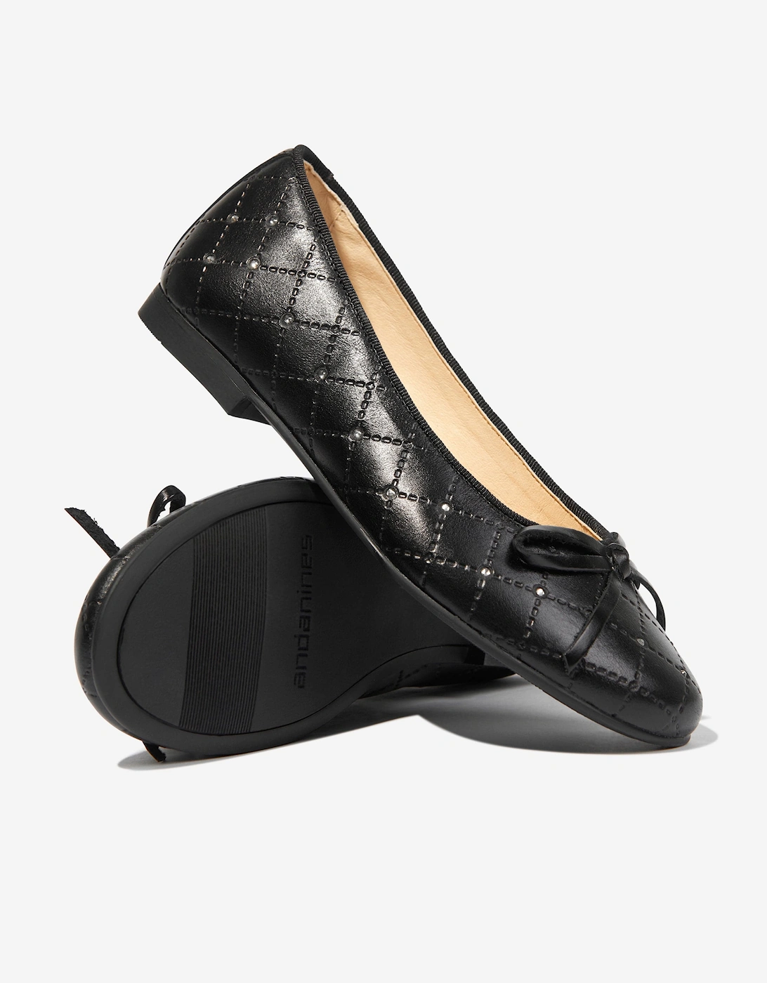 Girls Leather Ballerinas in Black