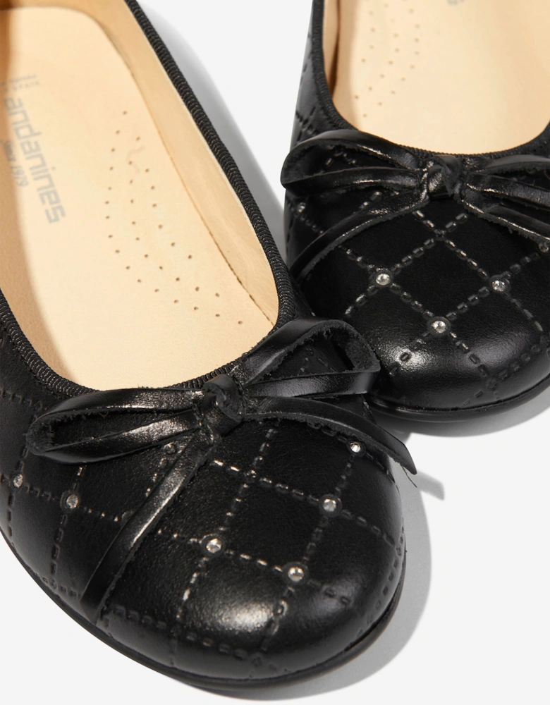 Girls Leather Ballerinas in Black