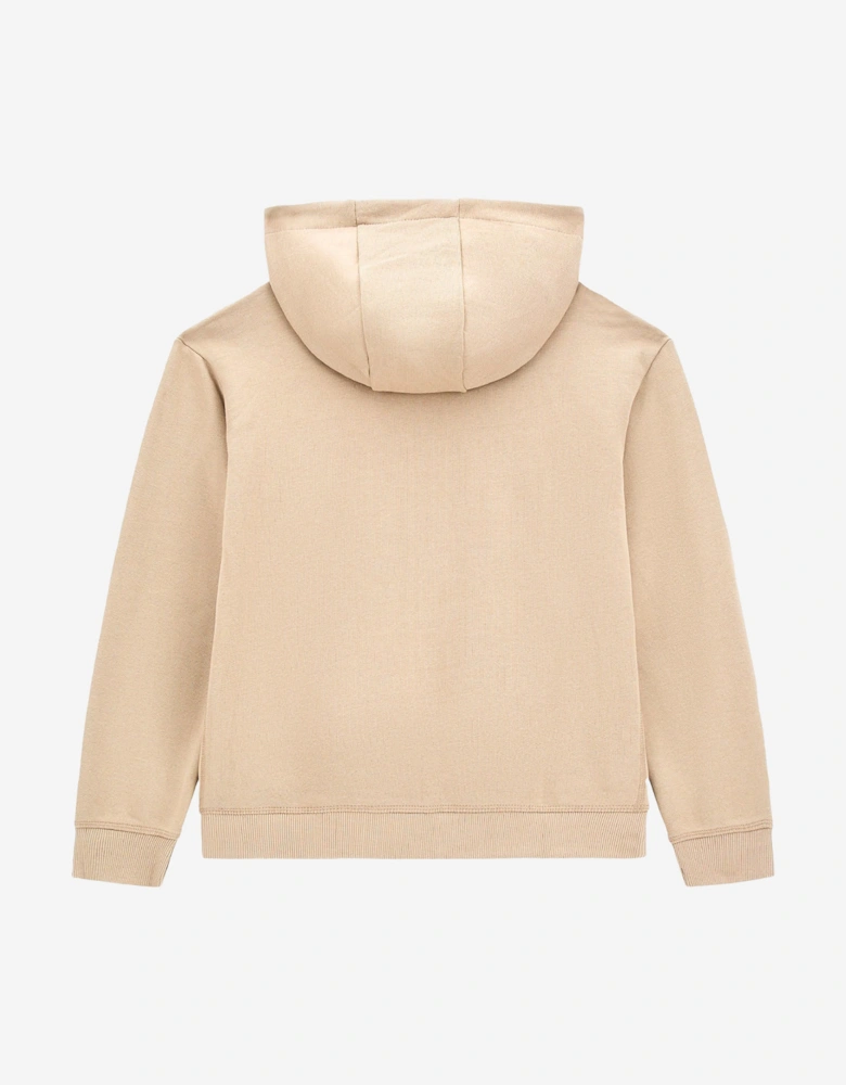 Boys Logo Hoodie in Beige