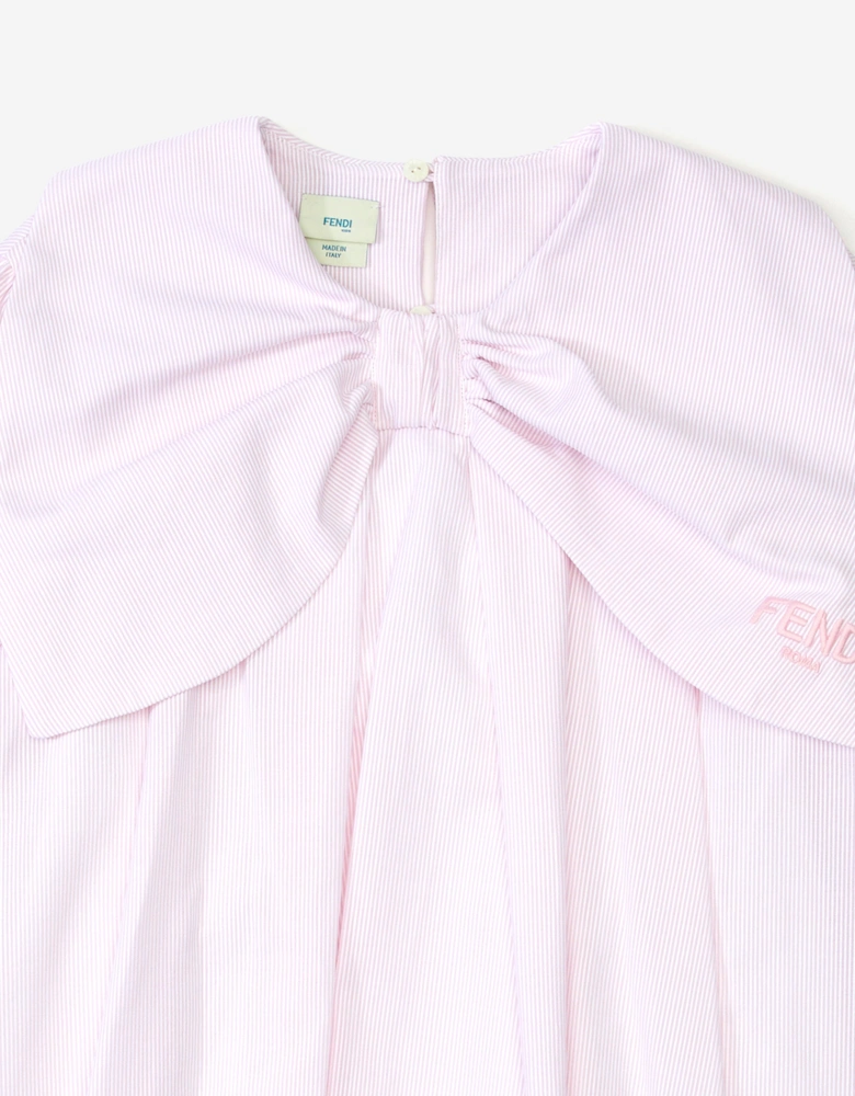 Girls Striped Bow Dress in Pink