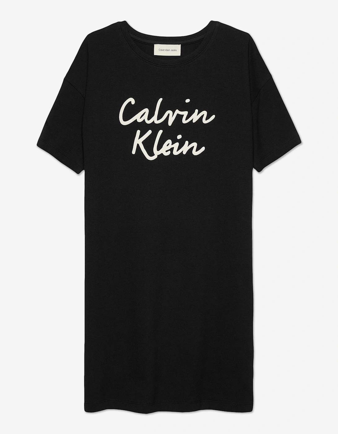 Girls Script Logo T-Shirt Dress in Black, 5 of 4
