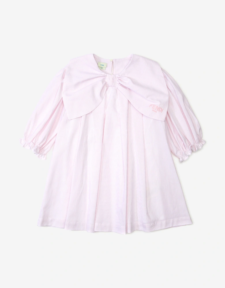 Girls Striped Bow Dress in Pink