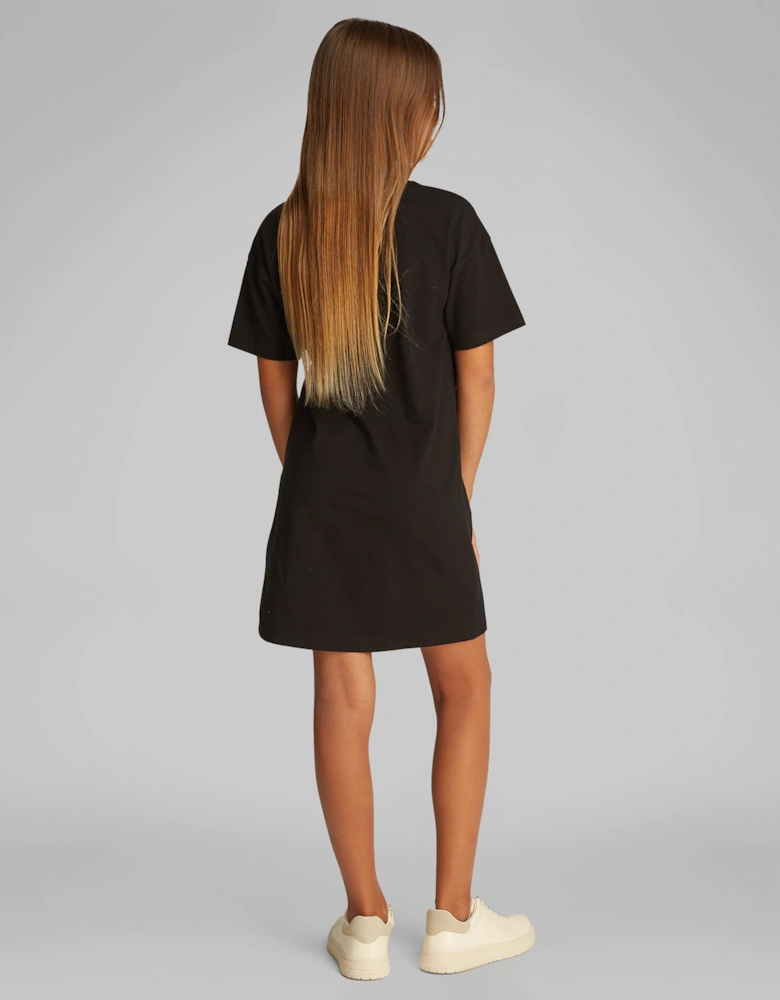 Girls Script Logo T-Shirt Dress in Black