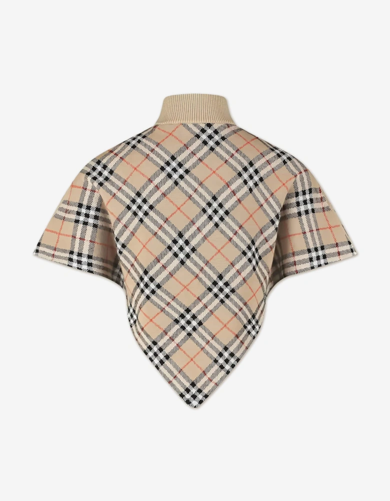Girls Lette Check Cape in Beige