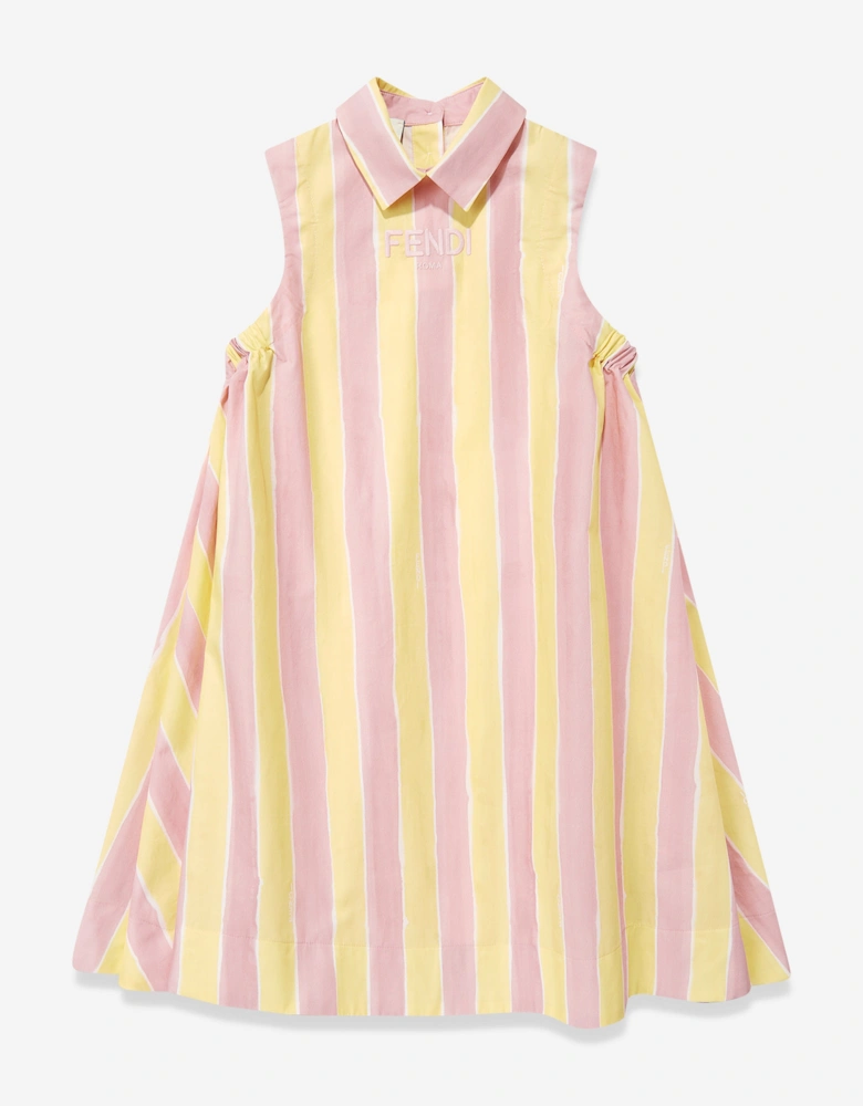 Girls Pequin Print Dress in Yellow