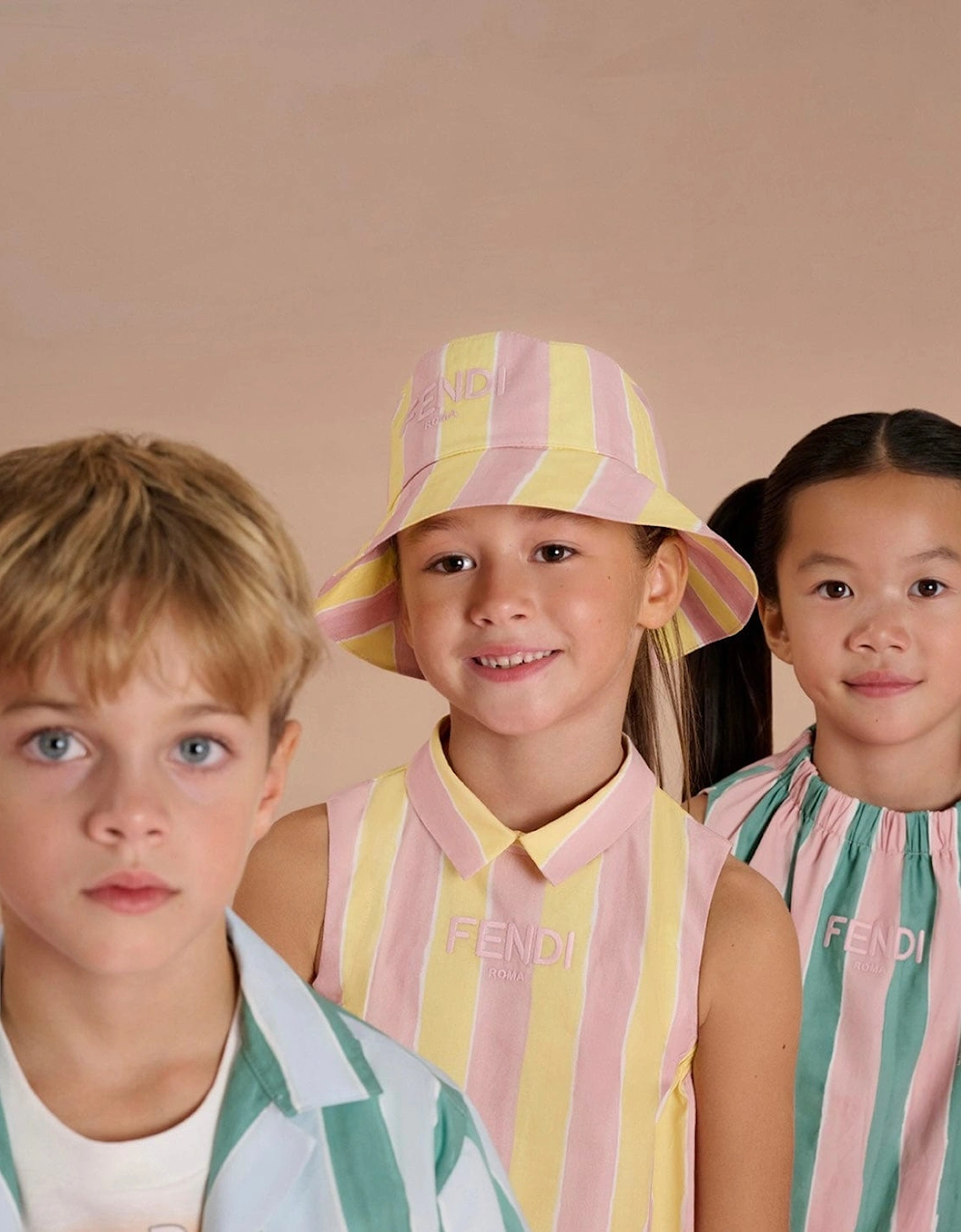 Girls Pequin Print Bucket Hat in Yellow