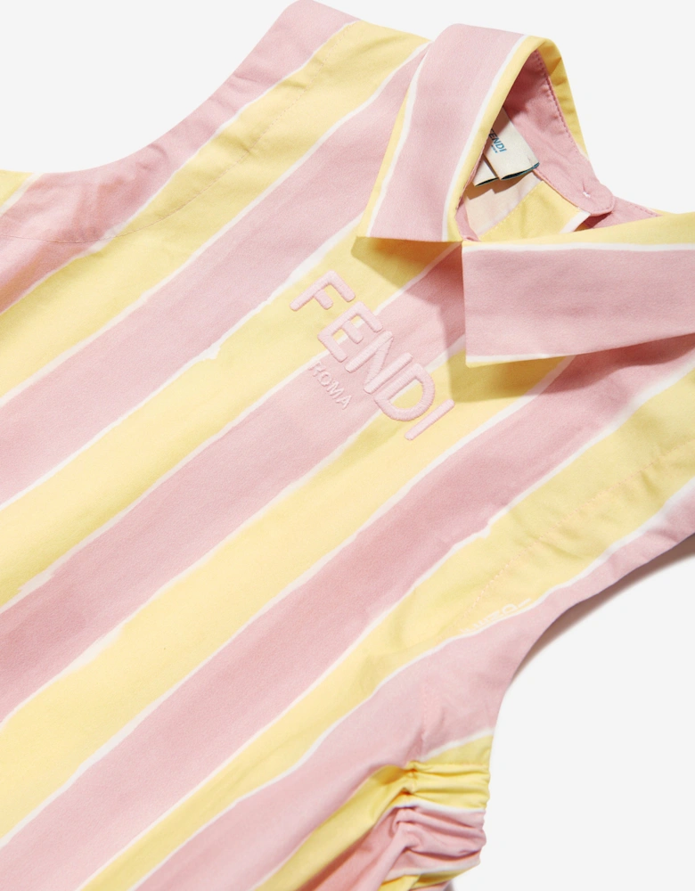 Girls Pequin Print Dress in Yellow