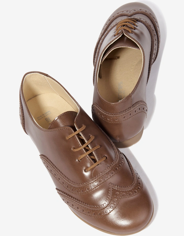 Boys Leather Lace Up Shoes in Black