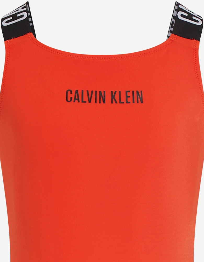 Girls Logo Swimsuit in Red