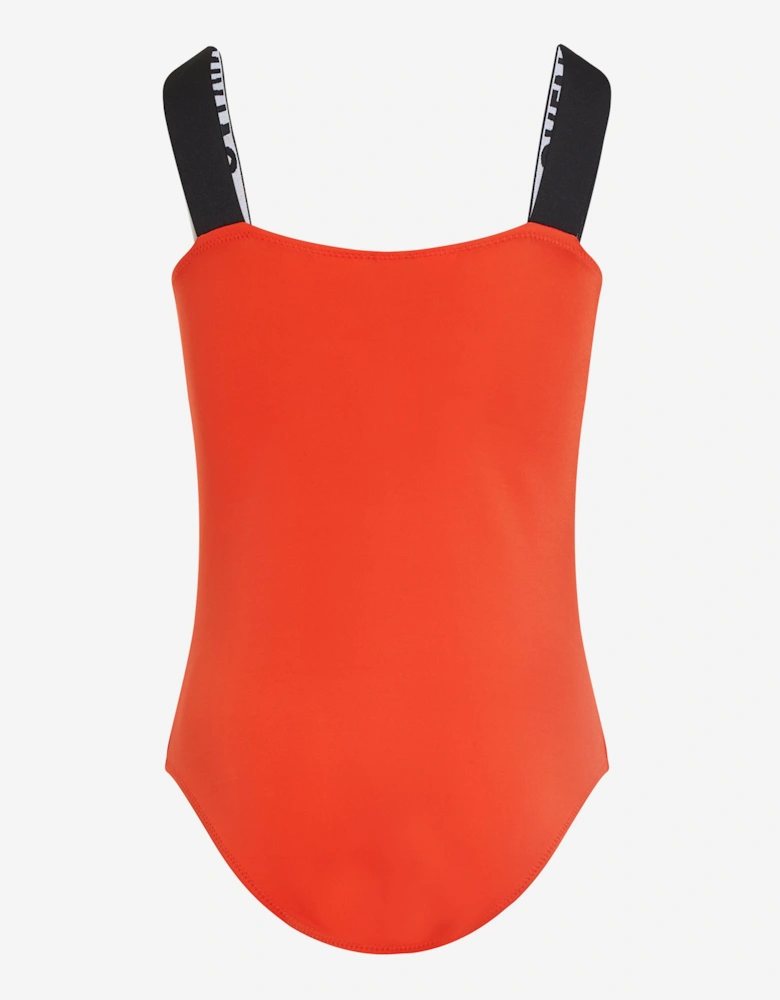 Girls Logo Swimsuit in Red