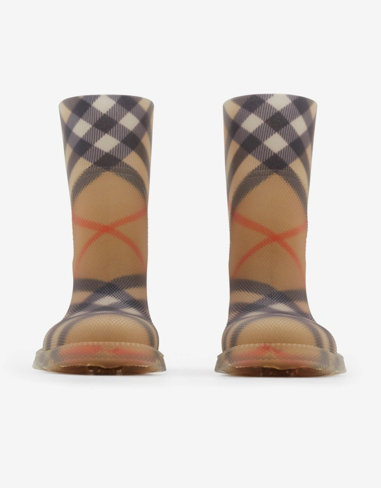 Kids Check Rubber Marsh High Boots in Beige