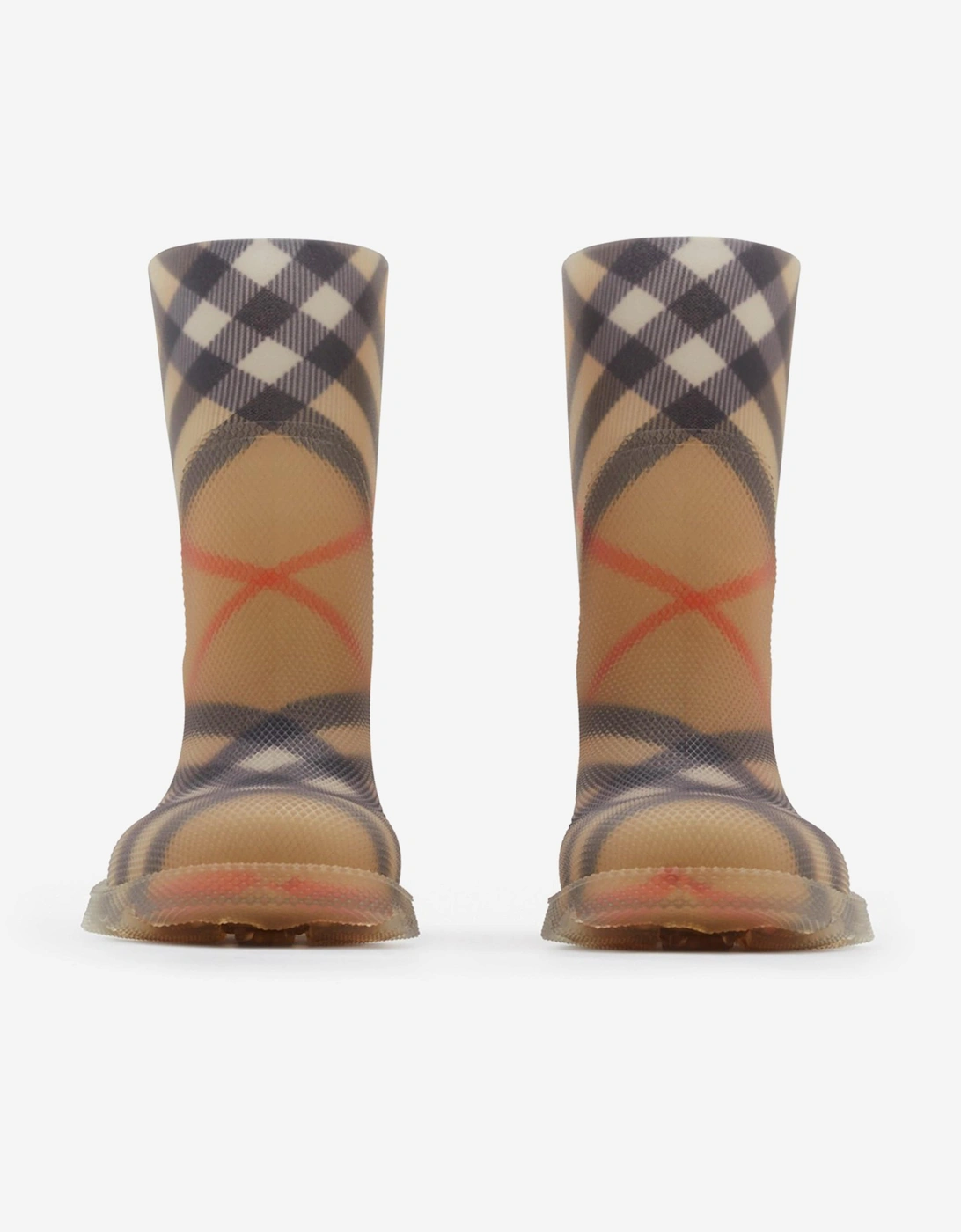 Kids Check Rubber Marsh High Boots in Beige