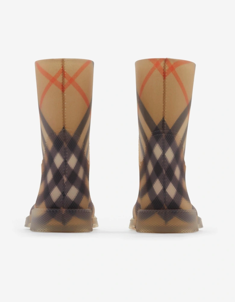 Kids Check Rubber Marsh High Boots in Beige