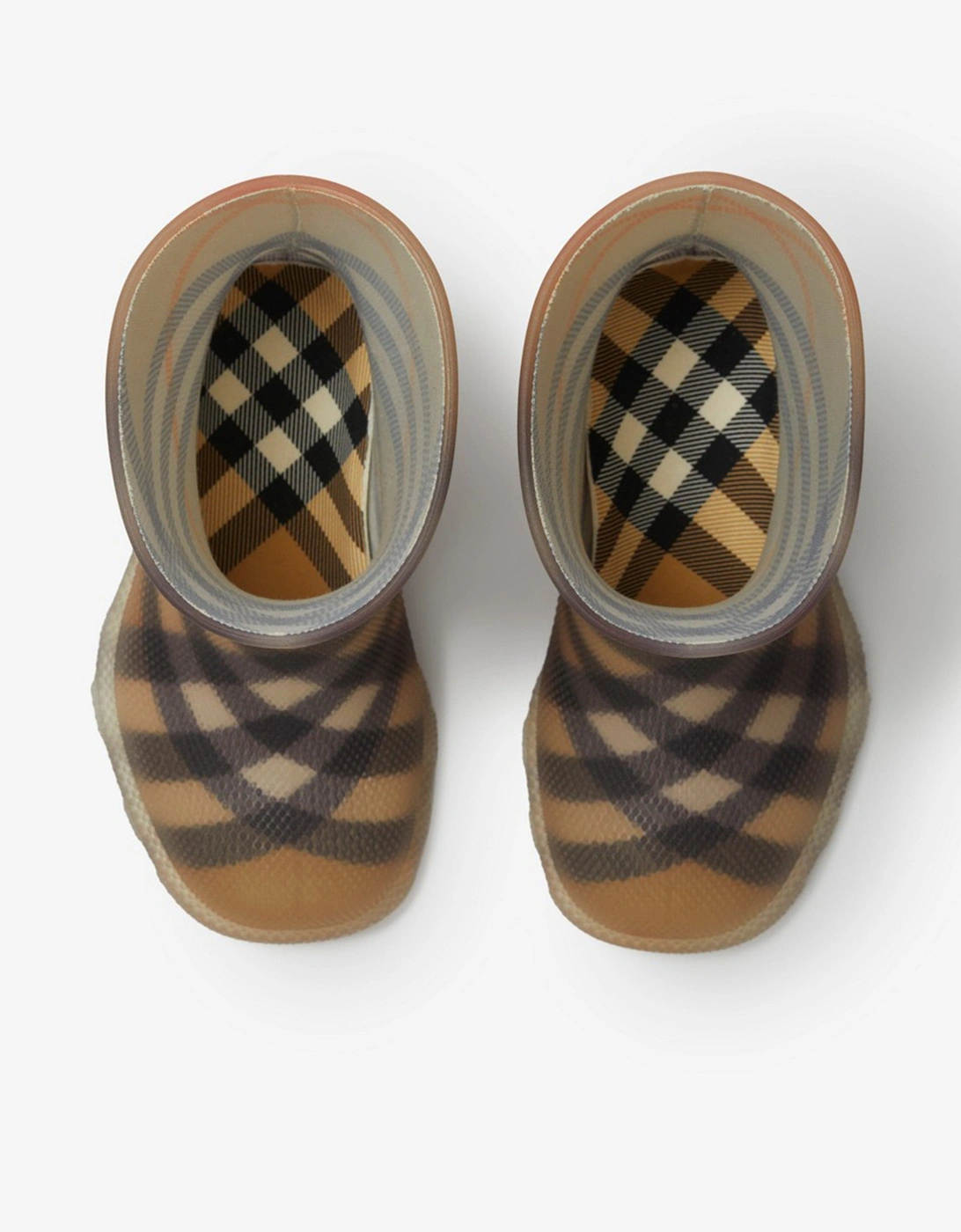 Kids Check Rubber Marsh High Boots in Beige