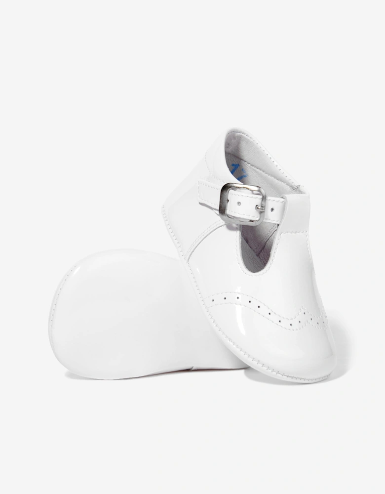 Baby Patent Leather Pre Walker Shoes in White