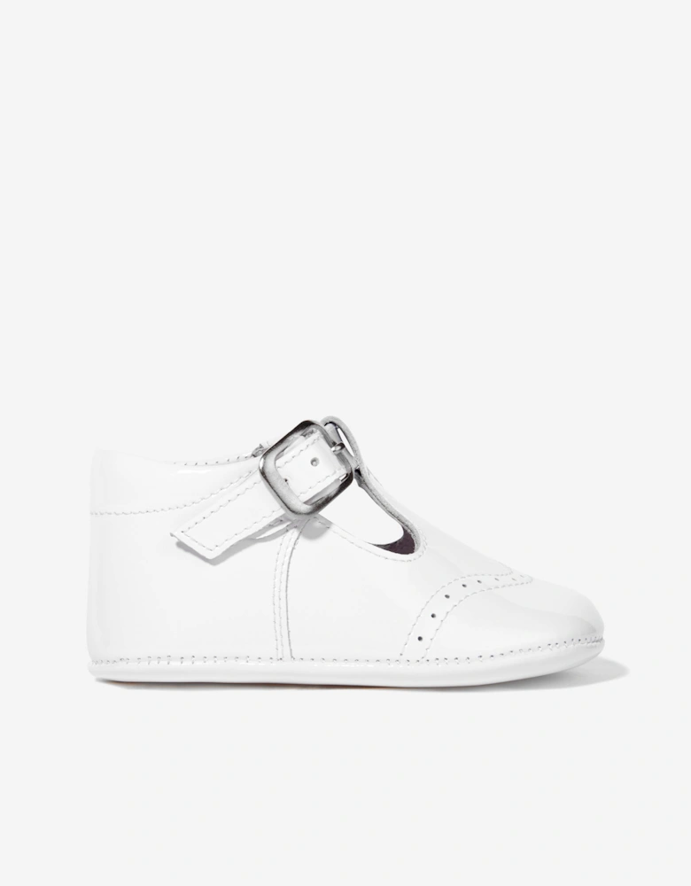 Baby Patent Leather Pre Walker Shoes in White
