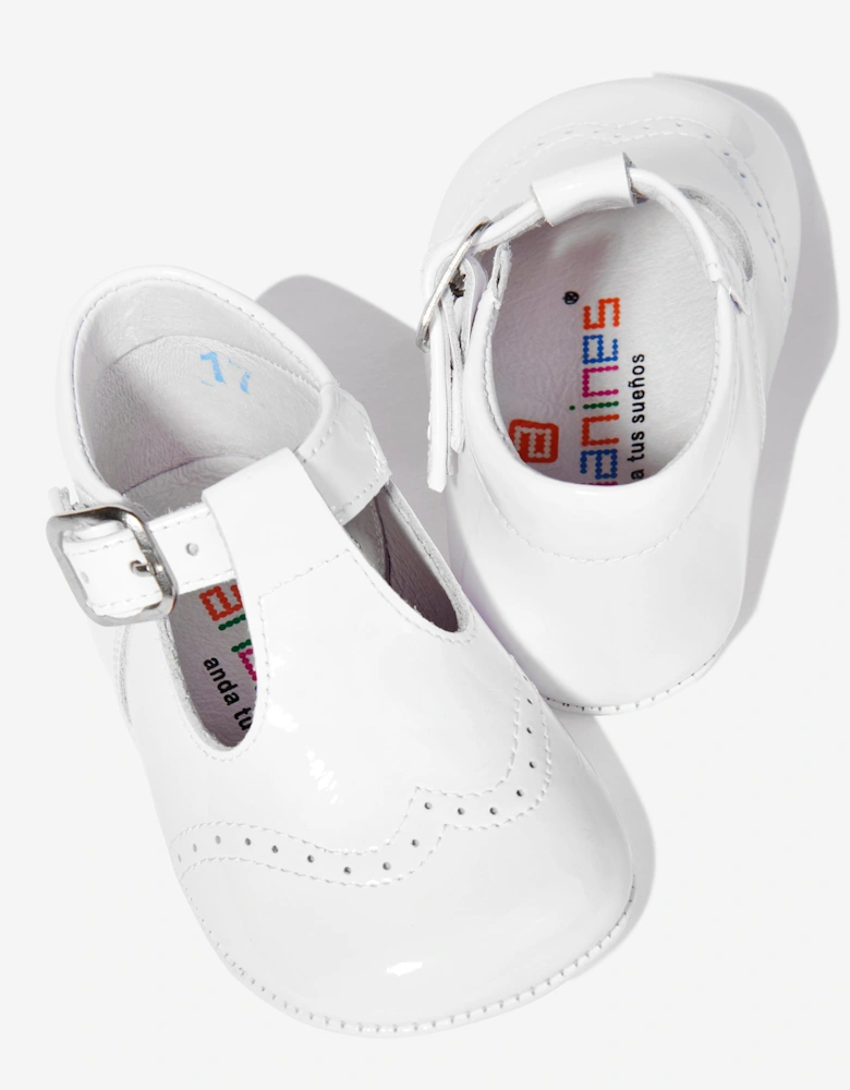 Baby Patent Leather Pre Walker Shoes in White