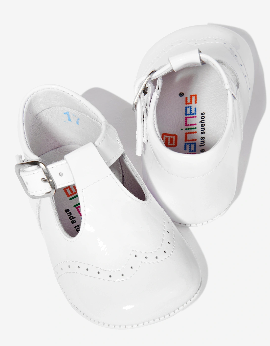 Baby Patent Leather Pre Walker Shoes in White
