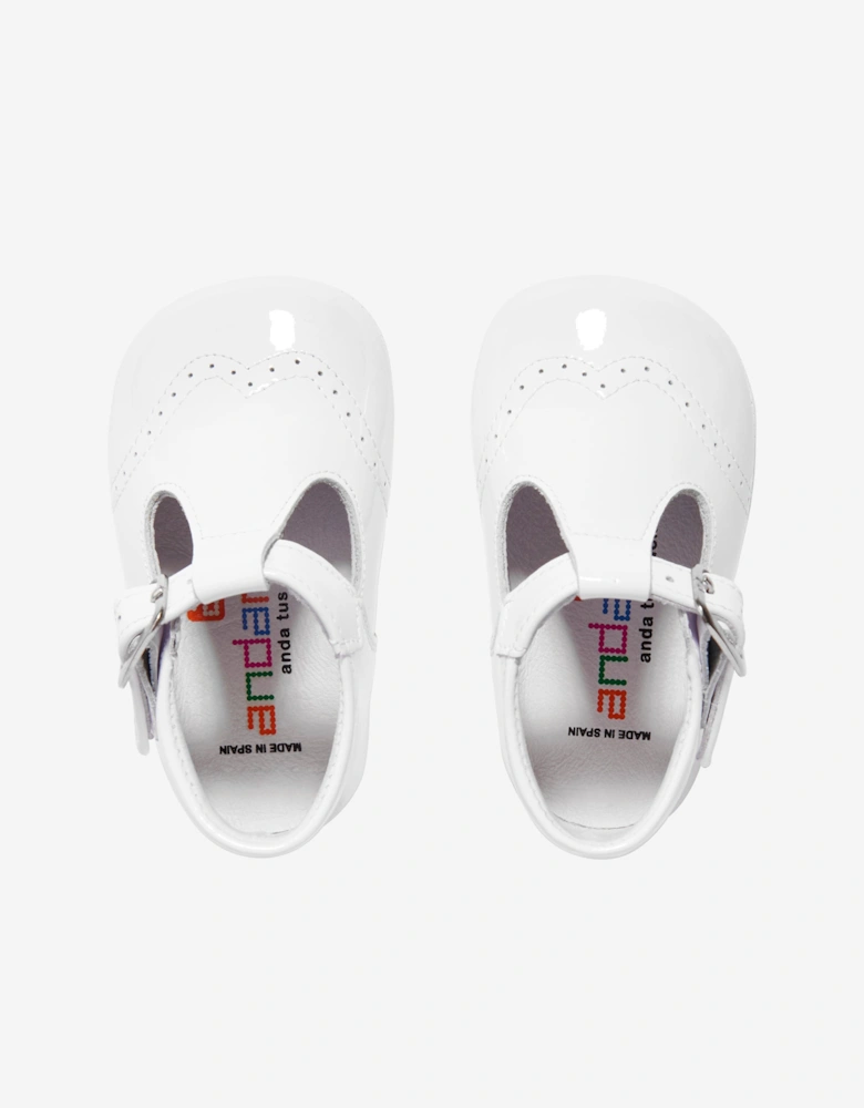 Baby Patent Leather Pre Walker Shoes in White