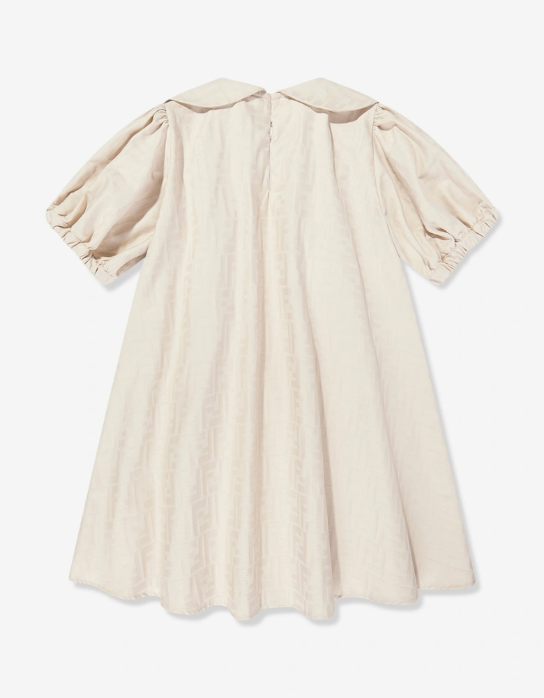 Girls FF Jacquard Logo Dress in Beige