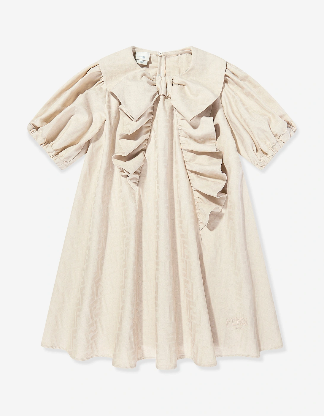 Girls FF Jacquard Logo Dress in Beige, 5 of 4