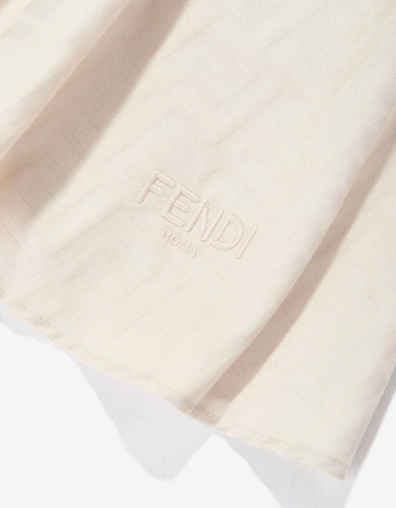 Girls FF Jacquard Logo Dress in Beige
