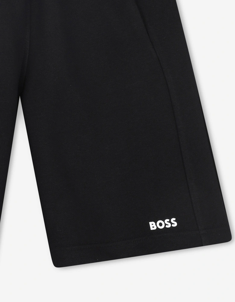 BOSS Boys Logo Print Shorts in Black